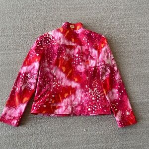 Fun, multicolored St John Sport zip jacket with stand collar. Like new, M